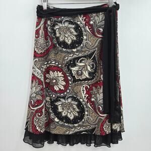 Wrapper Womens Vtg Y2K Fairy Whimsigoth Baddie Boho Paisley Layered Midi Skirt M